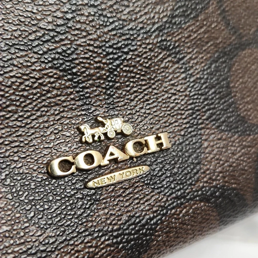 Coach Signature Double Zip Wallet Wristlet - Picture 6 of 14